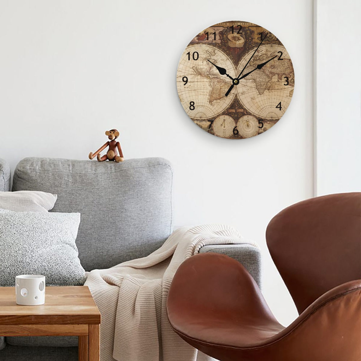 Vintage Clock Map of the globe My Wall Clock