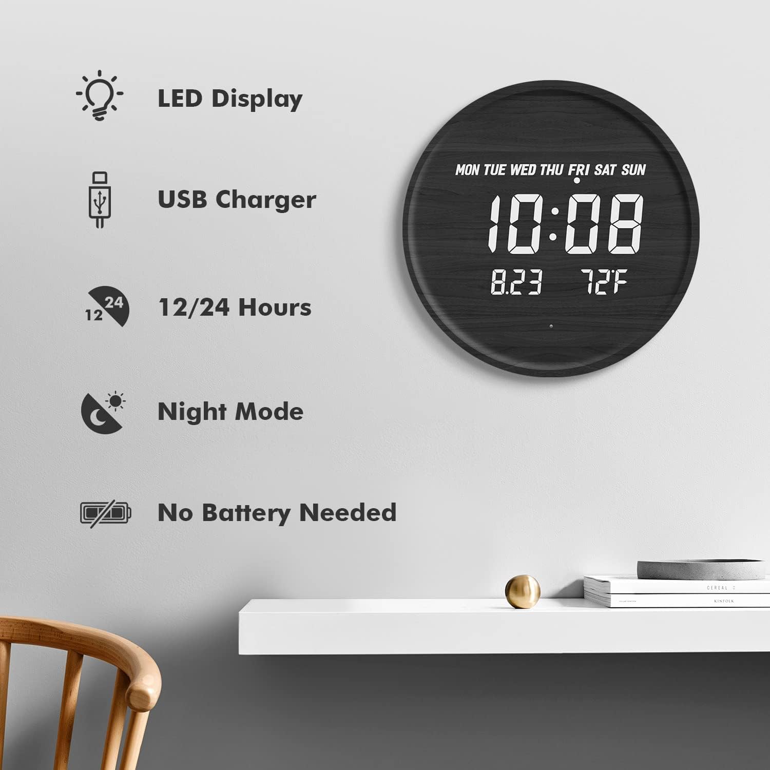Scandinavian Digital Clock FREYA My Wall Clock