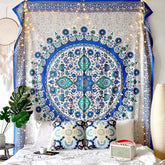 Blue Tapestry Wall Hanging Mandala My Wall Clock
