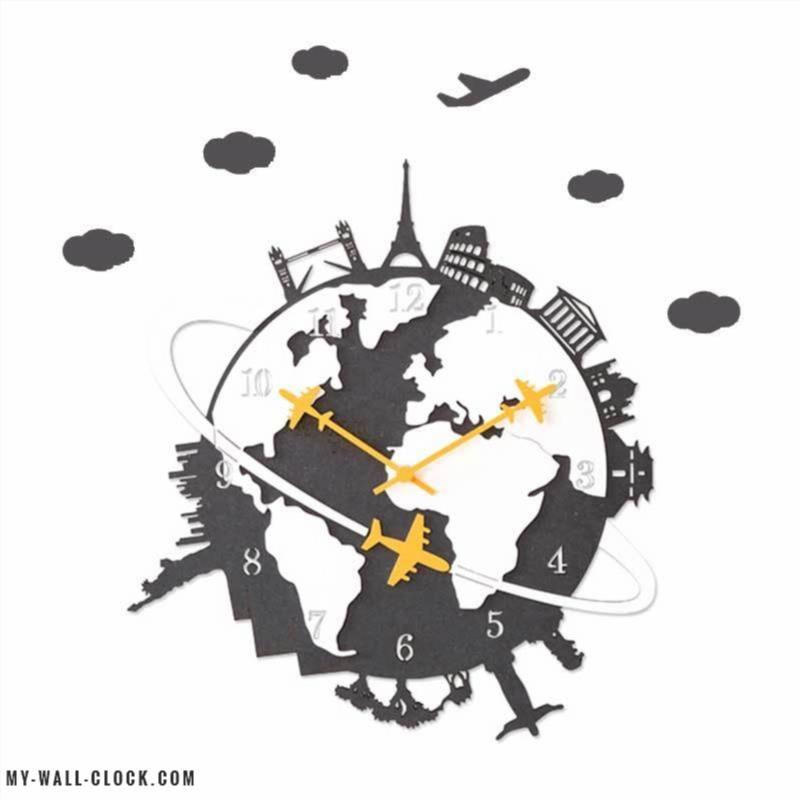 Carved Wood World Clock My Wall Clock