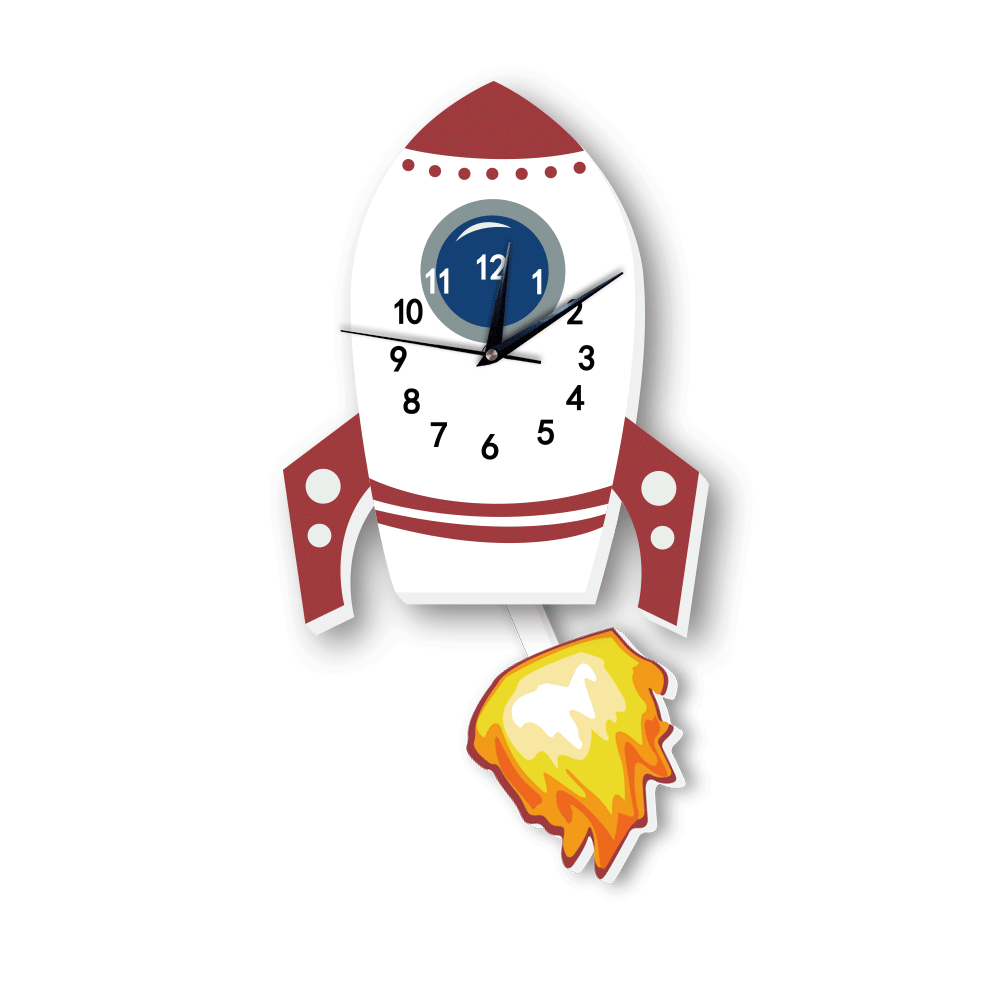 Children's Clock with Pendulum <br>Rocket My Wall Clock