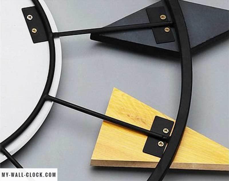 Clock Wood and Metal Large Triangles My Wall Clock