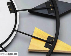 Clock Wood and Metal Large Triangles My Wall Clock