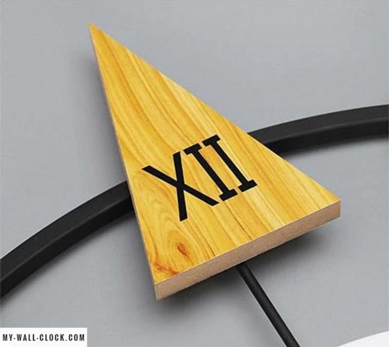 Clock Wood and Metal Large Triangles My Wall Clock