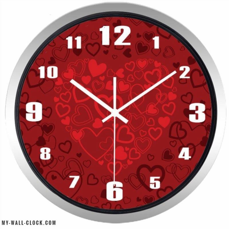 Design Clock Red Hearts My Wall Clock