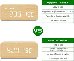 Digital Wooden Alarm Clock with Wireless Charging My Wall Clock