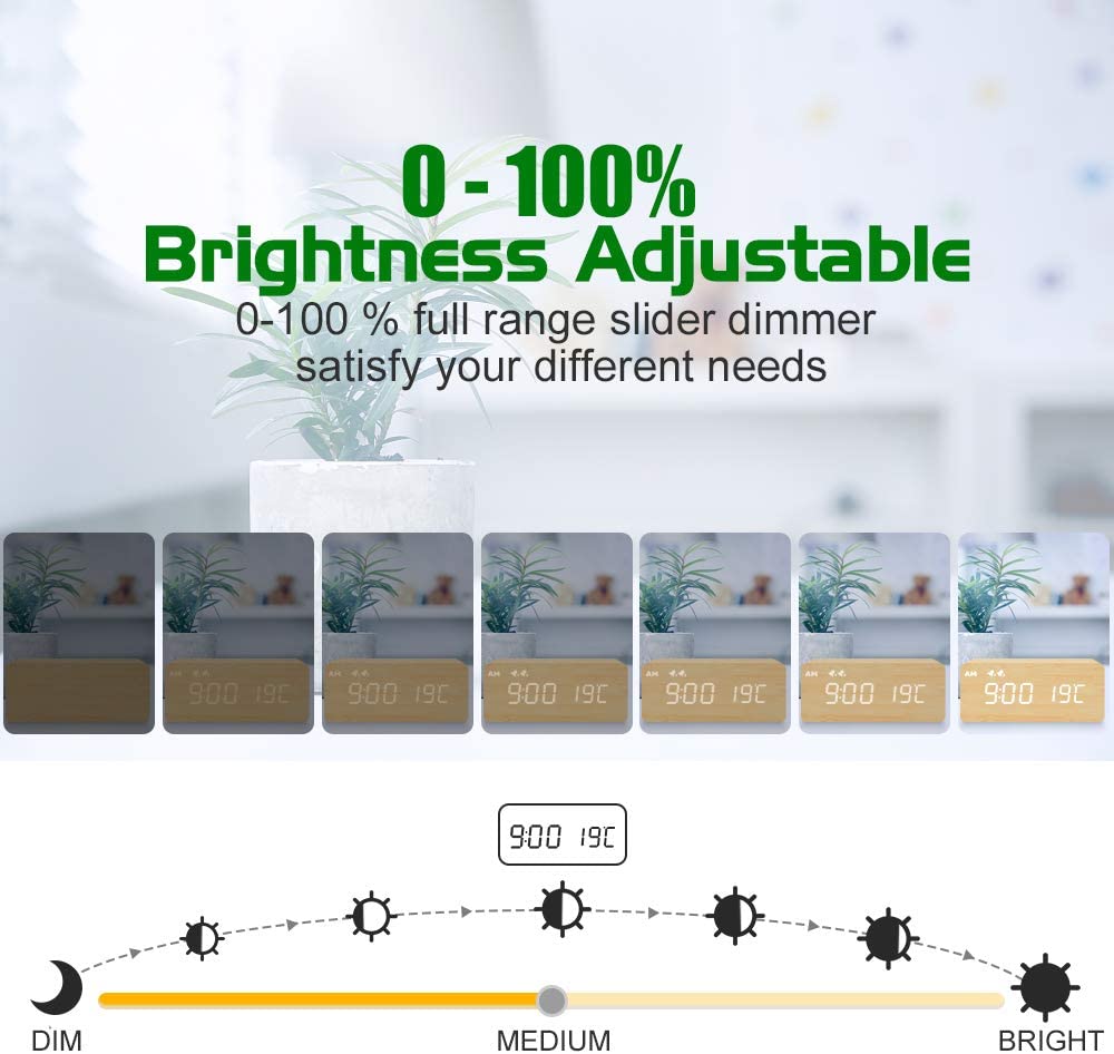 Digital Wooden Alarm Clock with Wireless Charging My Wall Clock