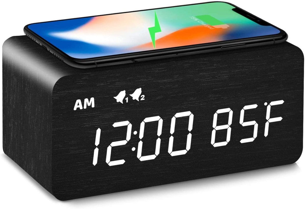Digital Wooden Alarm Clock with Wireless Charging My Wall Clock