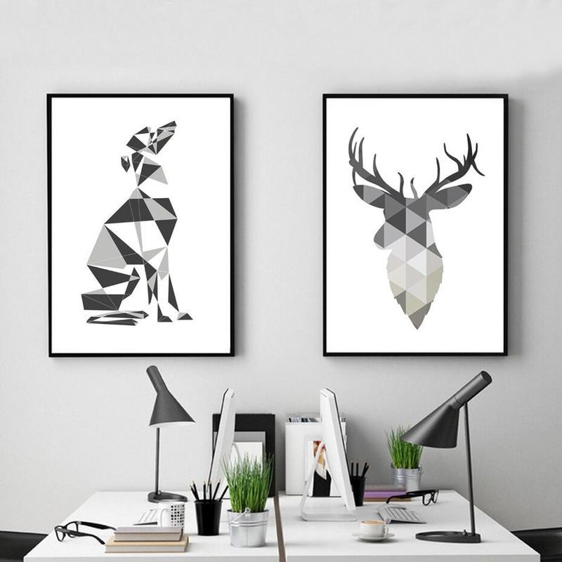 Geometric Deer Line Art My Wall Clock