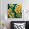 Gold Leaves Canvas Nordic Art My Wall Clock