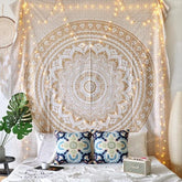 Gold Mandala Wall Tapestry My Wall Clock
