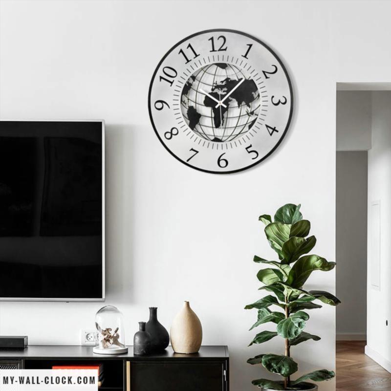 Grey Planet World Clock My Wall Clock