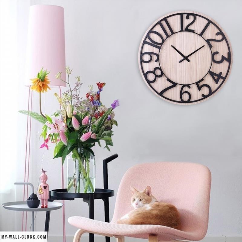 Industrial Clock Light wood My Wall Clock