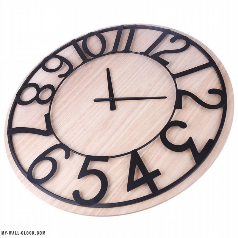 Industrial Clock Light wood My Wall Clock
