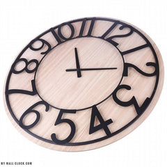 Industrial Clock Light wood My Wall Clock