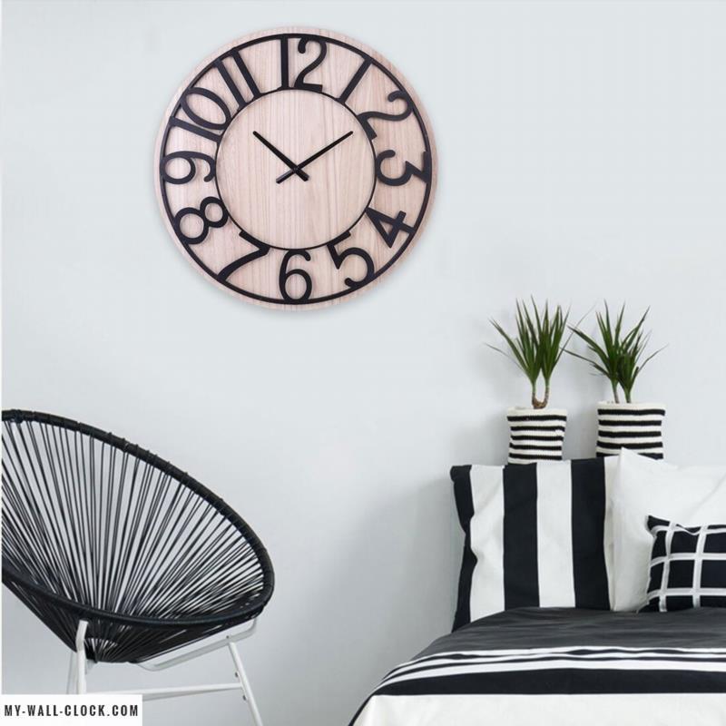 Industrial Clock Light wood My Wall Clock