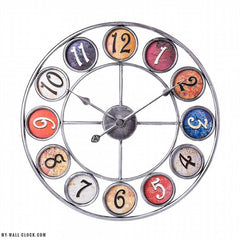 Industrial Clock Multicoloured Figures My Wall Clock