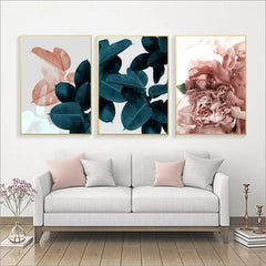 LEAF PINK SCANDINAVIAN PAINTING My Wall Clock