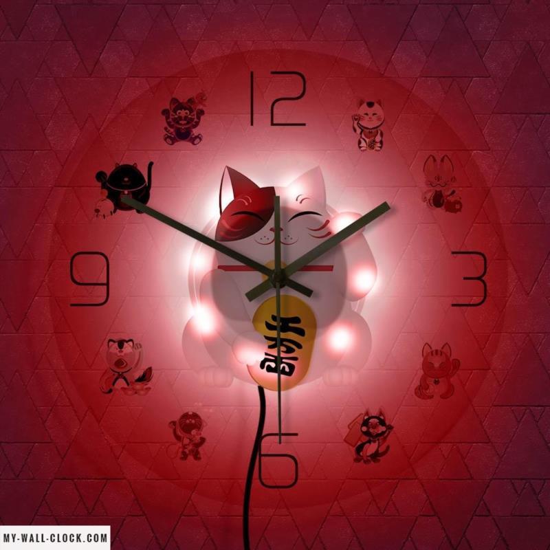 LED Clock Cat of Fortune My Wall Clock
