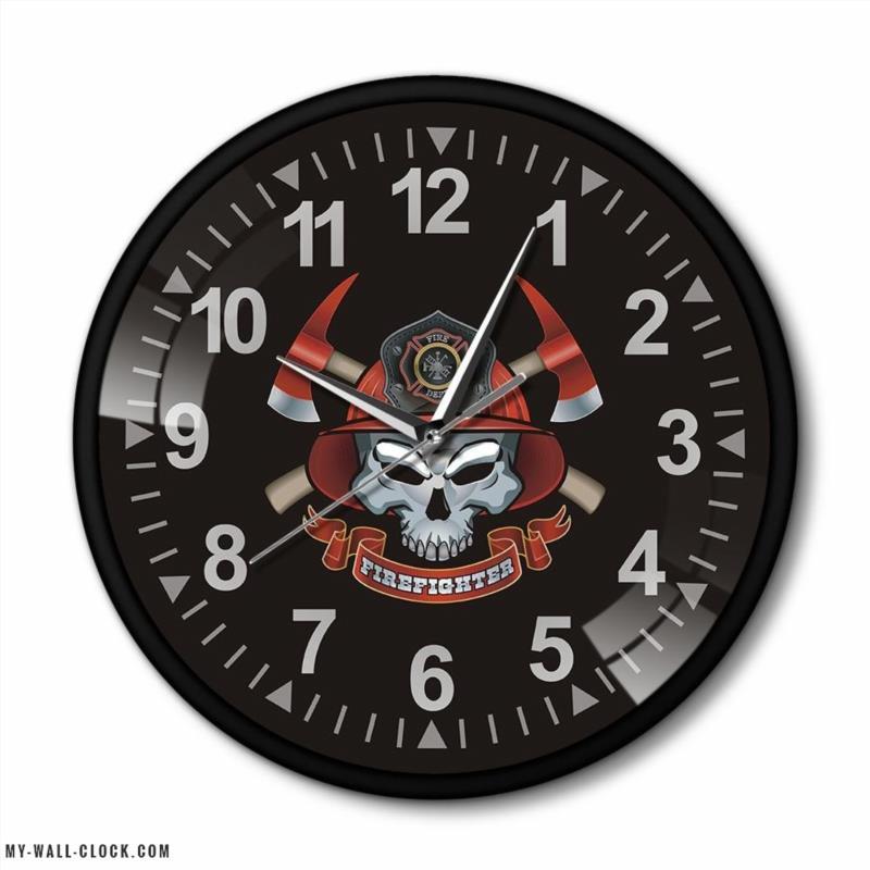 Metal Clock Firefighter Skull My Wall Clock