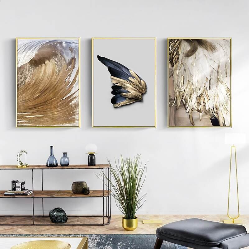 Nordic Large Gold Feather Wall Art My Wall Clock