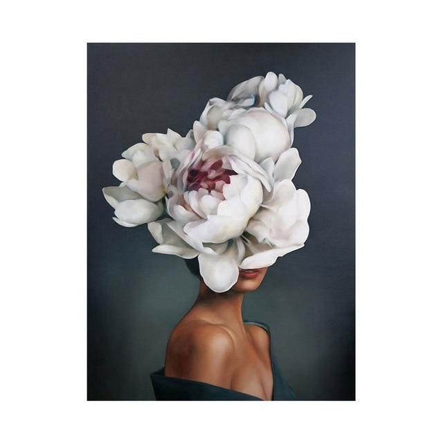 Nordic Painting Women: Flower Spirit My Wall Clock