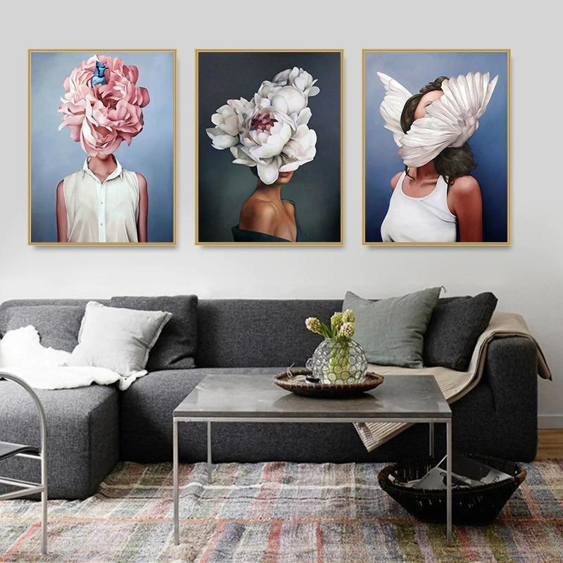 Nordic Painting Women: Flower Spirit My Wall Clock