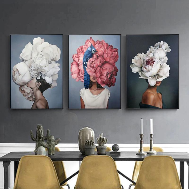 Nordic Painting Women: Flower Spirit My Wall Clock