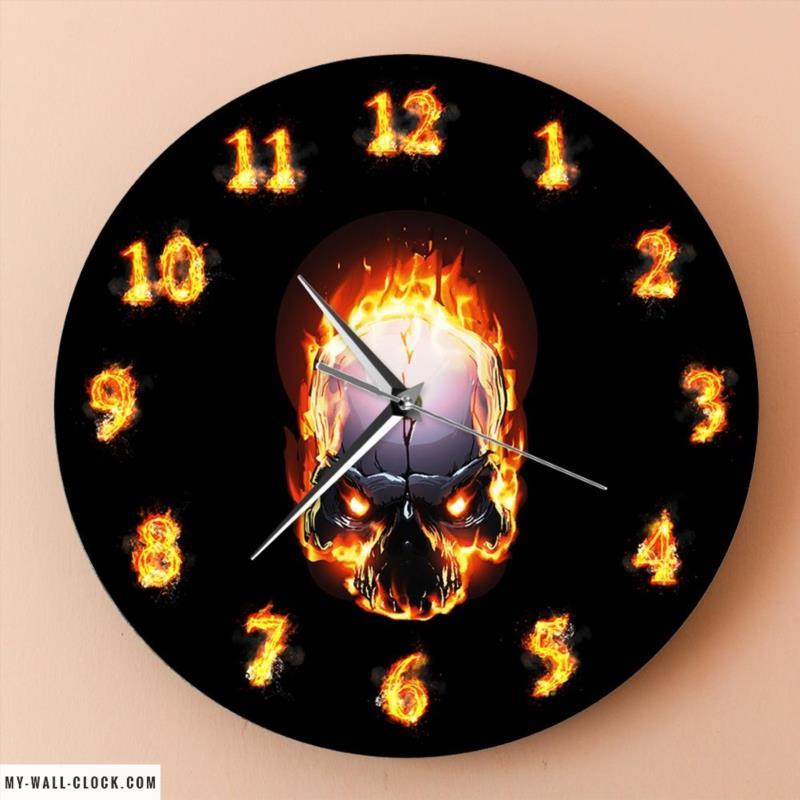 Original Clock Skull on Fire My Wall Clock