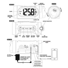 Projection Alarm Clock with usb Charger My Wall Clock