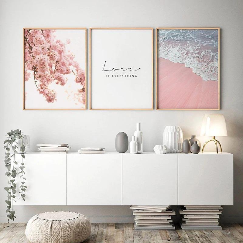 Scandinavian Pink Beach Wall Art My Wall Clock