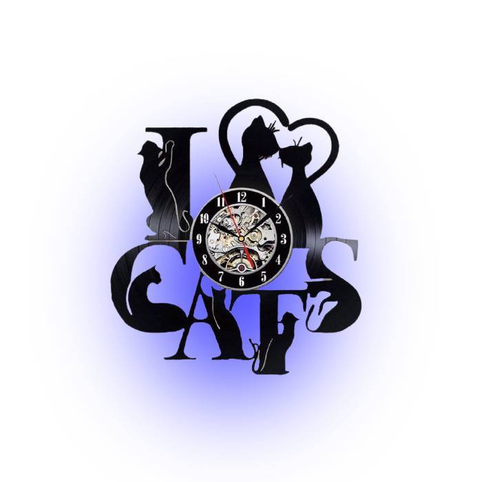 Vinyl Cat Lovers Clock My Wall Clock