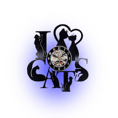 Vinyl Cat Lovers Clock My Wall Clock