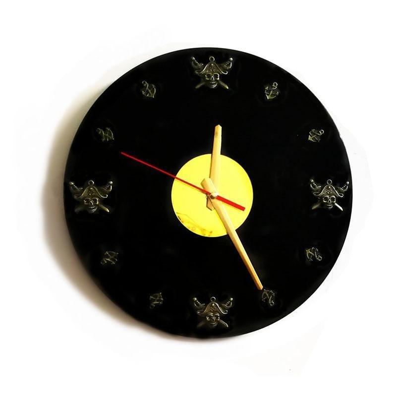 Vinyl Clock Gold Skull My Wall Clock