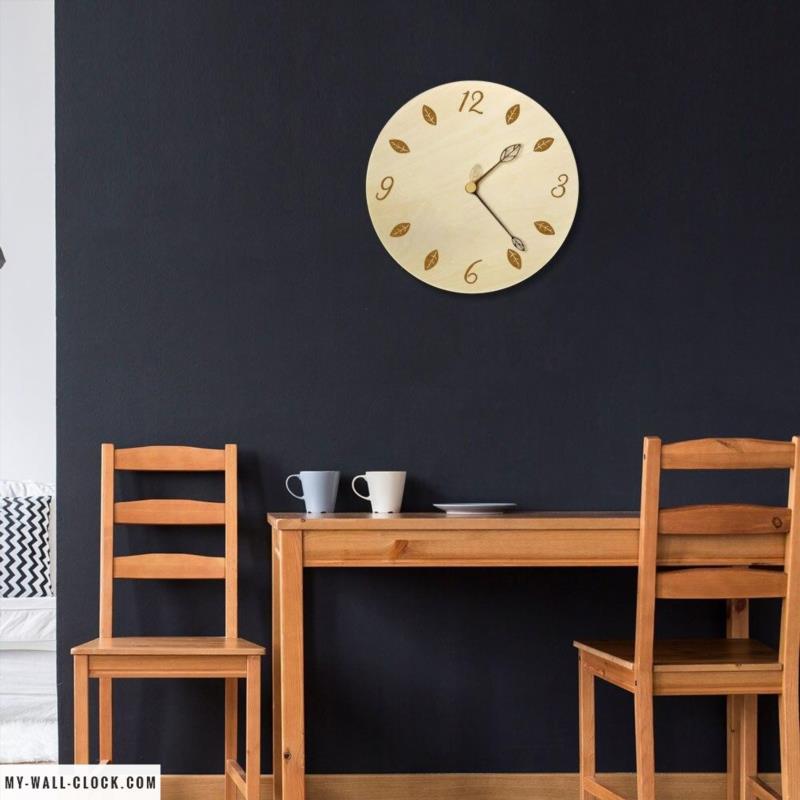 Wooden Clock Small Leaves My Wall Clock