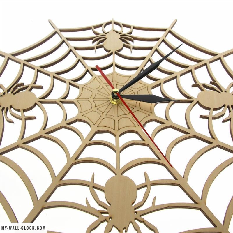 Wooden Clock Spider's Web My Wall Clock