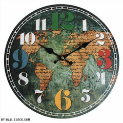 Wooden Clock World Map My Wall Clock
