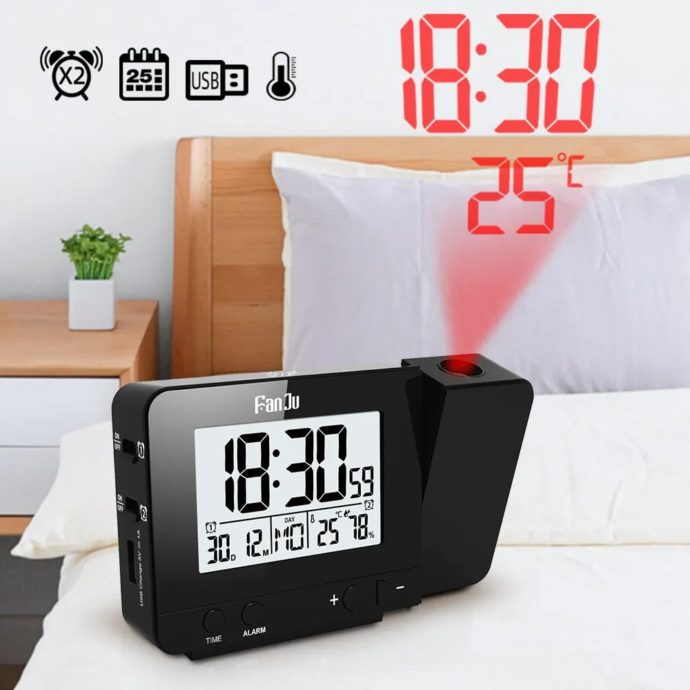 Black Projection Alarm Clock with Usb My Wall Clock