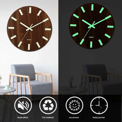 Luminous Clock Silent Wood My Wall Clock