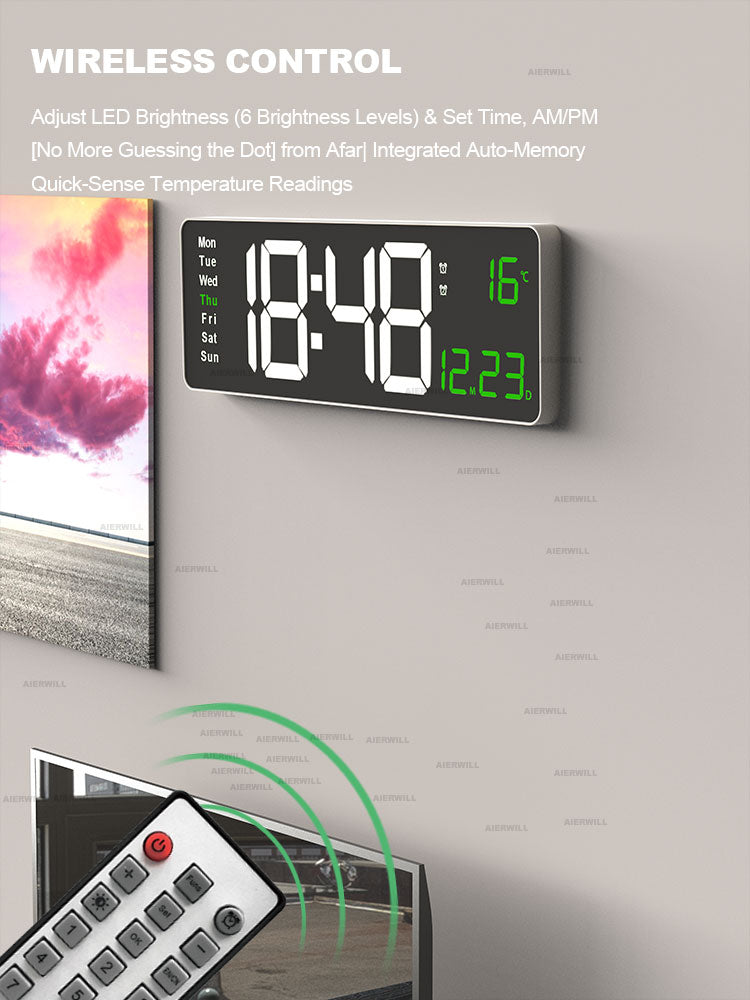 Remote Control Led Message Clock Digital Large Digital Wall Clock 16inch Remote Control - My Wall Clock
