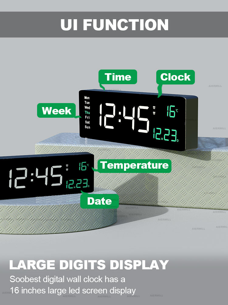 Large Digital Wall Clock 16inch Remote Control - My Wall Clock