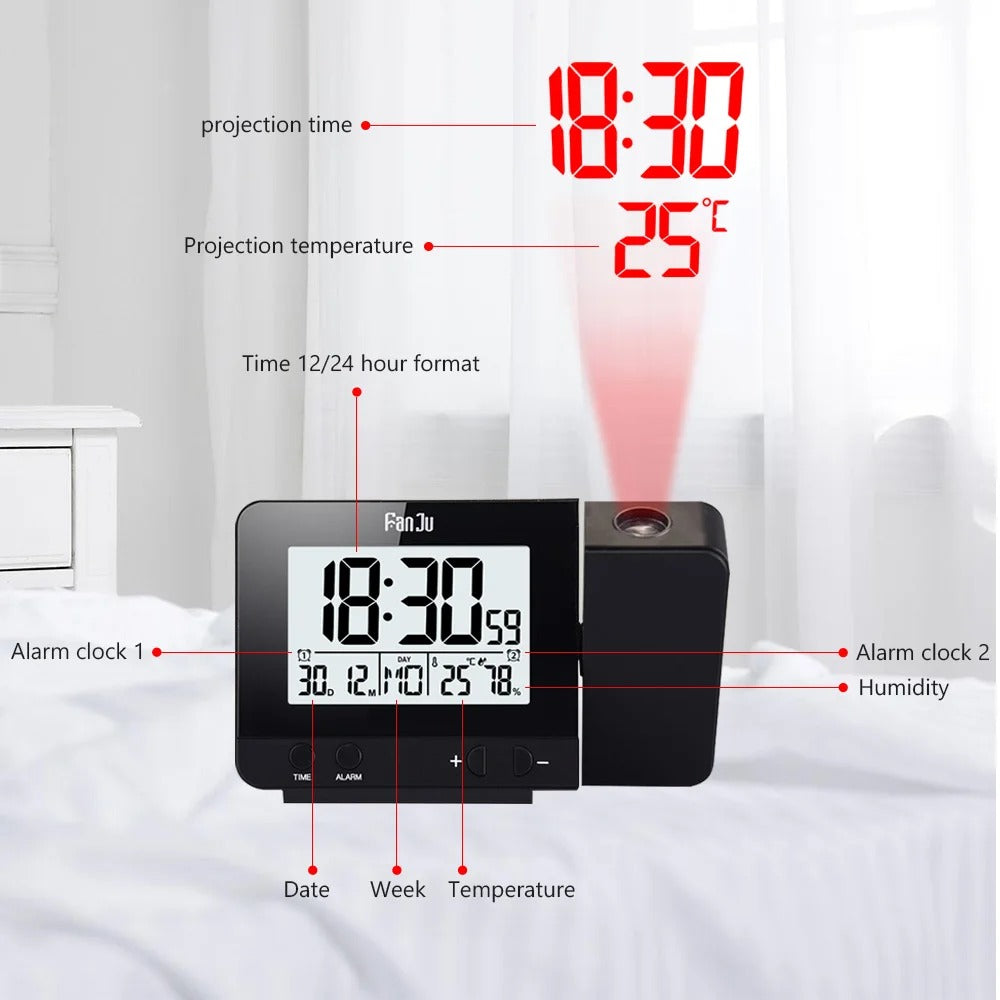Black Projection Alarm Clock with Usb My Wall Clock