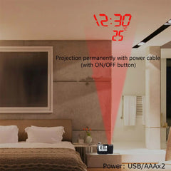 Black Projection Alarm Clock with Usb My Wall Clock