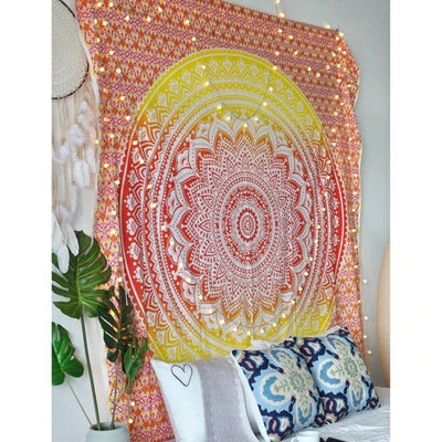 Orange Mandala Cotton Drapery My Wall Clock