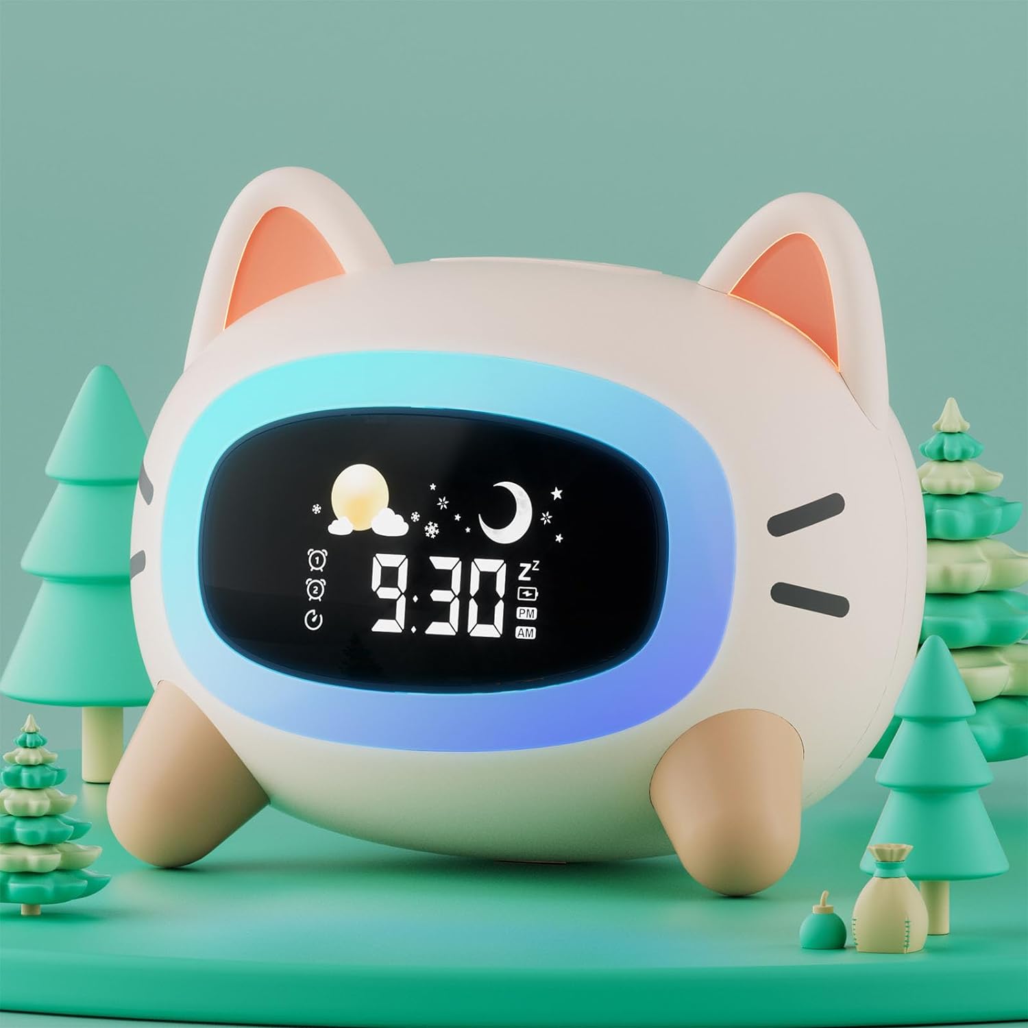Cat Changing Clock Cat Alarm Clock Digital Night Light | My-Wall-Clock – My Wall Clock
