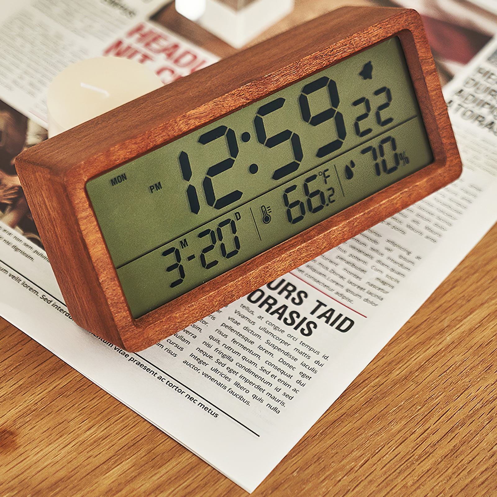 Bamboo LED Wooden Alarm Clock My Wall Clock