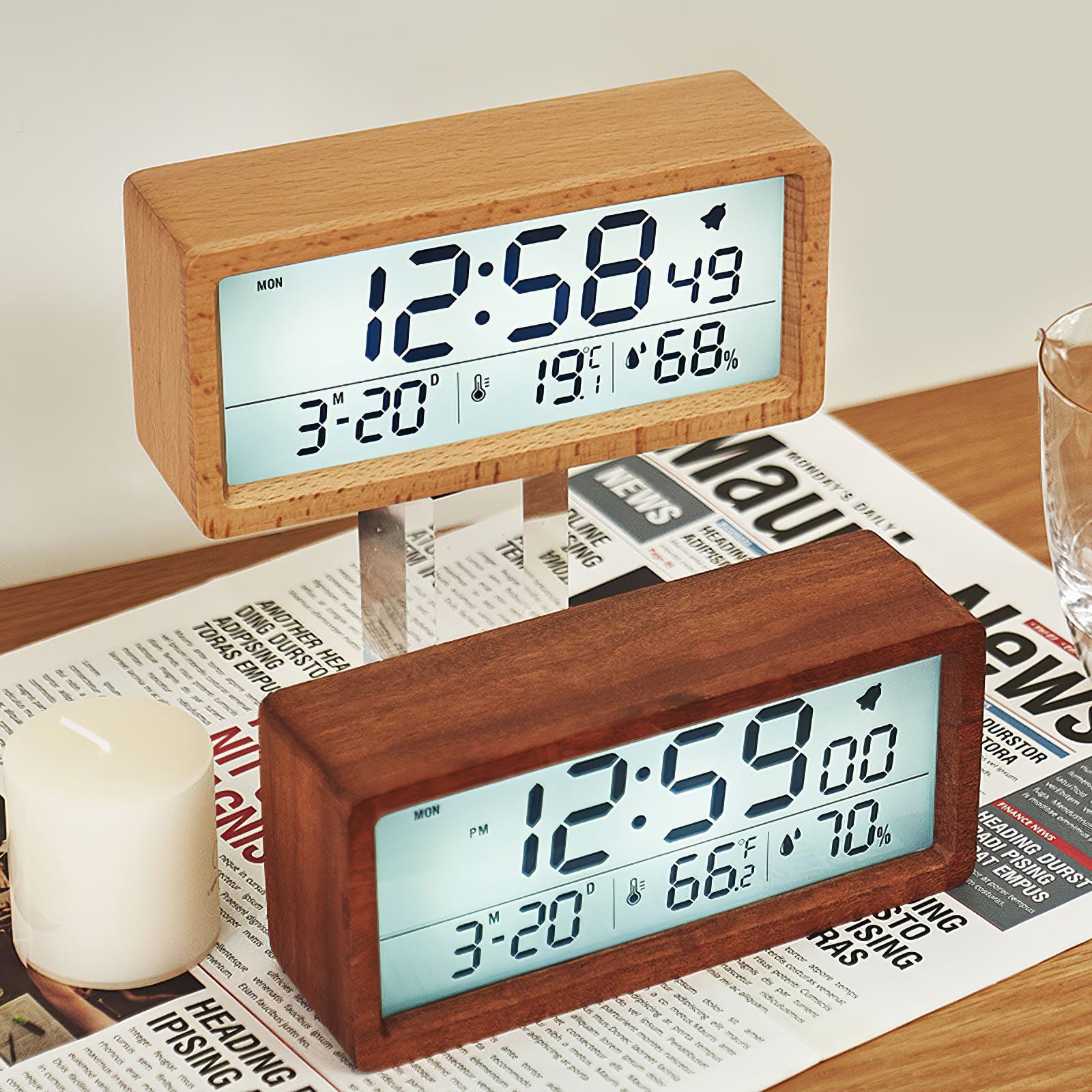Bamboo LED Wooden Alarm Clock My Wall Clock