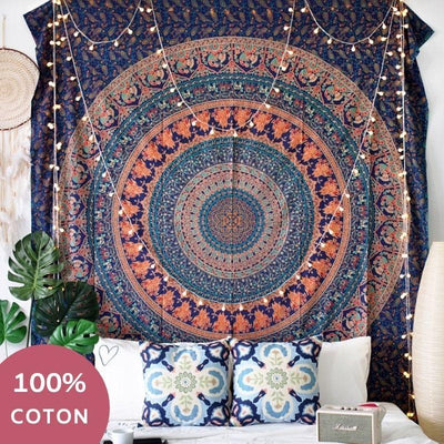 Cotton Mandala Indian Tapestry My Wall Clock