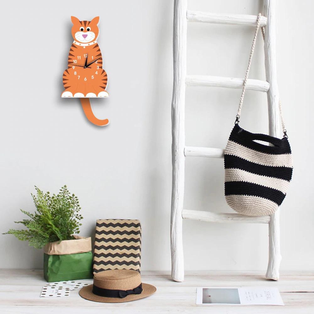 Children's Wall Clock with Pendulum The Cat