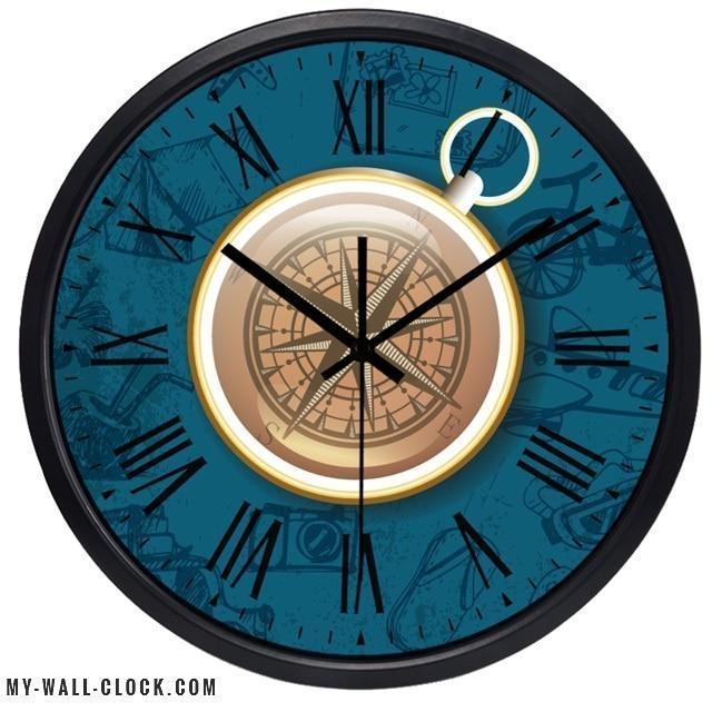 Clock Design Golden Compass My Wall Clock